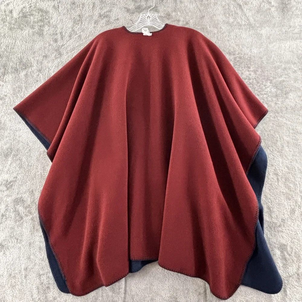 Woolrich Reversible Fleece Blanket Wrap‎ One Size Navy Blue Maroon